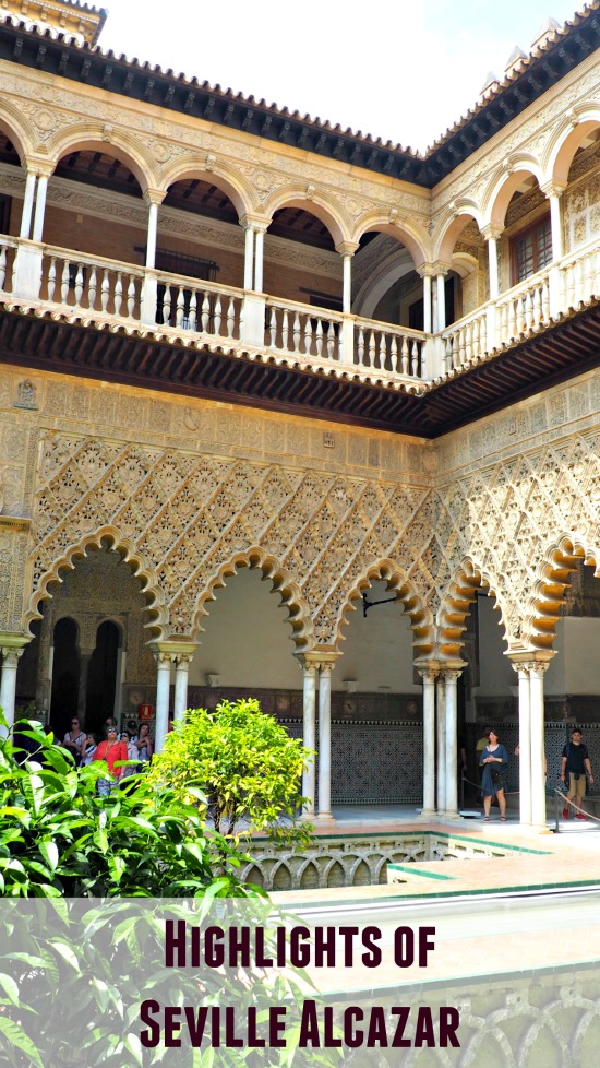 Highlights of the Royal Alcazar of Seville. Lots of great photos and brief descriptions of some of the best parts of the Seville Alcazar palace to visit. Honest article which also points out the areas which were disappointing. Opening time and ticket price info. #Europe #Spain #Alcazar #Seville #TravevlBlog #BucketList